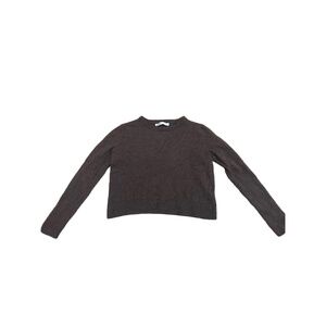 ZARA Sweater Womens Size M Dark Brown Crewneck Knit Fuzzy Texture Cozy Casual